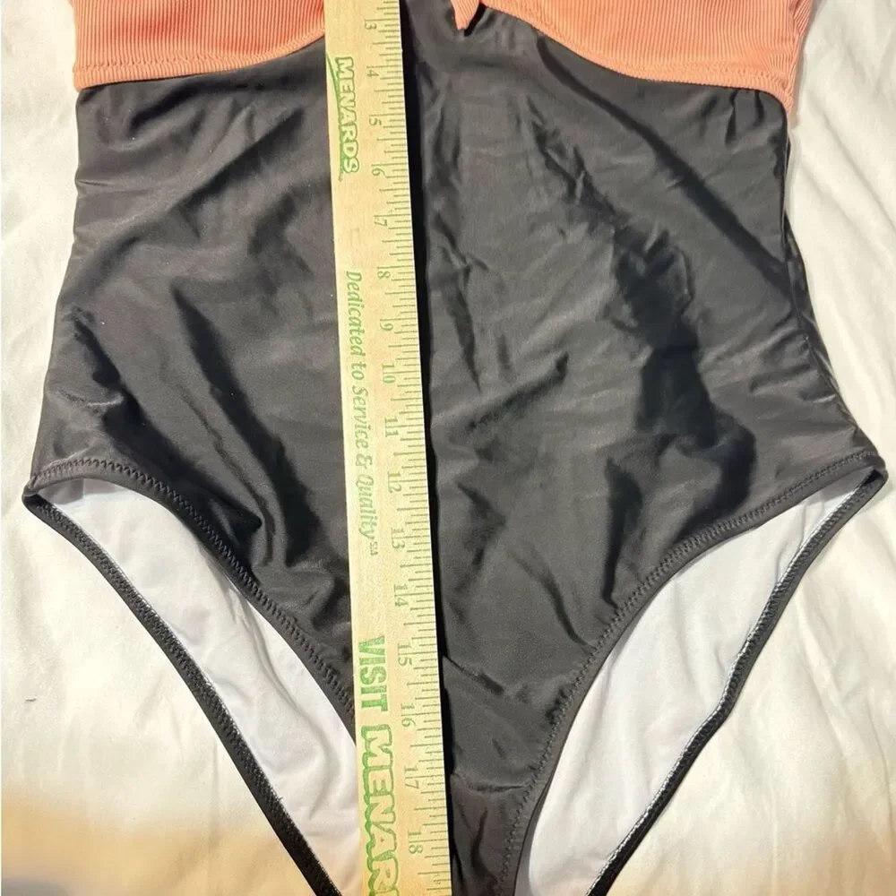 Beachsissi Swim One piece bathing suit peach black Women Large New Resort wear - Picture 5 of 13